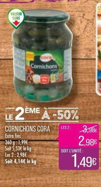 Match Cornichons Cora offre