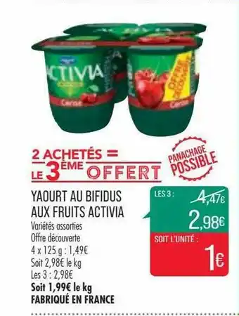 Match Yaourt Au Bifidus Aux Fruits Activia offre