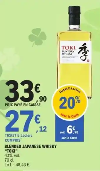 E.Leclerc "TOKI" Blended japanese whisky offre