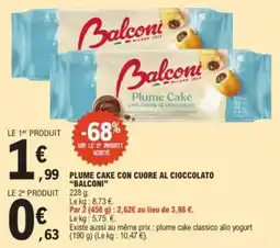 E.Leclerc "BALCONI" Plume cake con cuore al cioccolato offre