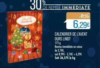 Match Calendrier De L'avent Ours Lindt offre