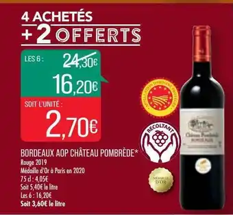 Match Bordeaux Aop Château Pombrède offre