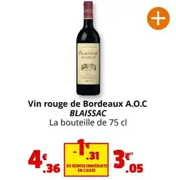 Coccinelle Express Vin rouge de Bordeaux A.O.C BLAISSAC offre