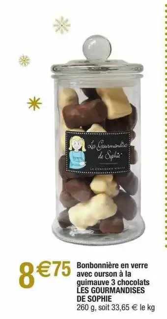 Migros Bonbonnière En Verre Avec Ourson à La Guimauve 3 Chocolats Les Gourmandises De Sophie offre