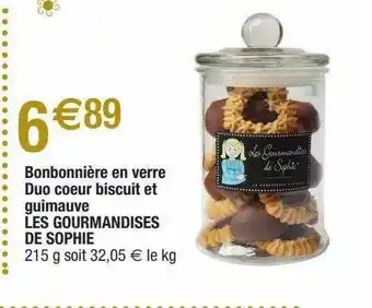 Migros Bonbonnière En Verre Duo Coeur Biscuit Et Guimauve Les Gourmandises De Sophie offre