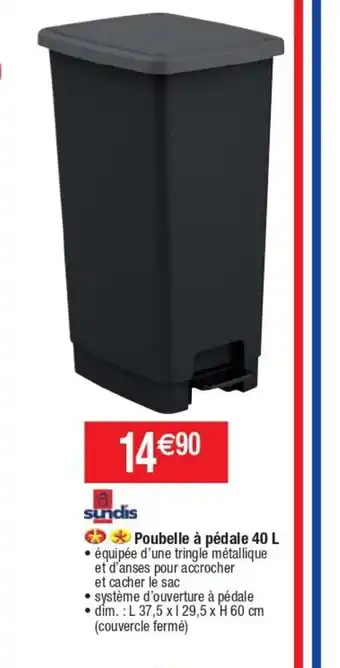 Cora x Carrefour Poubelle a Pèdale 40 L offre