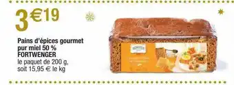 Migros Pains D'épices Gourmet Pur Miel 50% Fortwenger offre