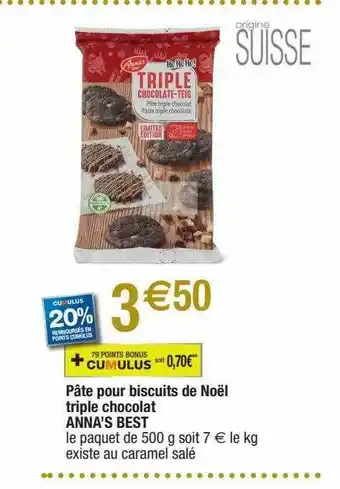 Migros Pâte Pour Biscuits De Noël Triple Chocolat Anna's Best offre