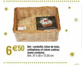 Migros Set : Corbeille, Laine De Bois, Cellophane Et Ruban Cadeau (sans Contenu) offre