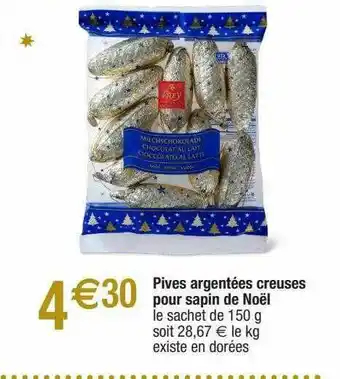 Migros Pives Argentées Creuses Pour Sapin De Noël offre