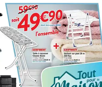 Cora x Carrefour Table a Repasser Classic Basic + Sèchoir Sur Pied 26 M 200 Flex offre