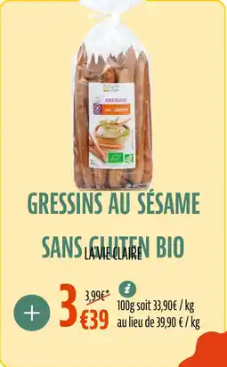 La Vie Claire Gressins au sésame sans gluten bio offre