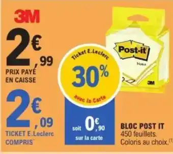 E.Leclerc POST IT Bloc offre