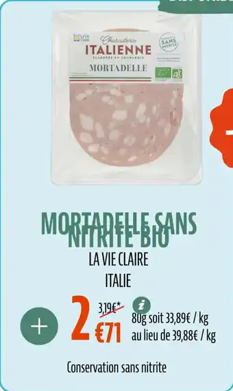 La Vie Claire Mortadelle sans nitrite bio offre