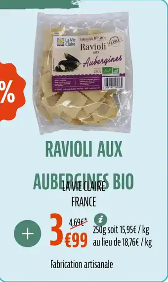 La Vie Claire Ravioli aux aubergines bio offre