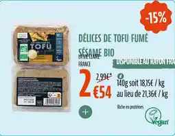 La Vie Claire Délices de tofu fumé sésame bio offre