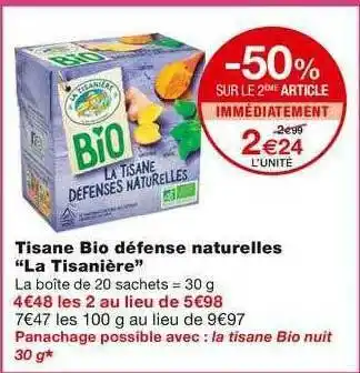 Monoprix Tisane Bio Défense Naturelles offre