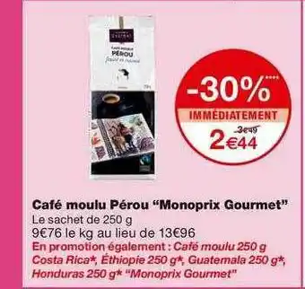 Monoprix Café Moulu Pérou offre