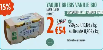 La Vie Claire Yaourt brebis vanille bio offre