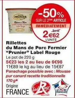 Monoprix Rillettes Du Mans De Porc Fermier offre