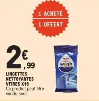 E.Leclerc Lingettes nettoyantes vitres x16 offre