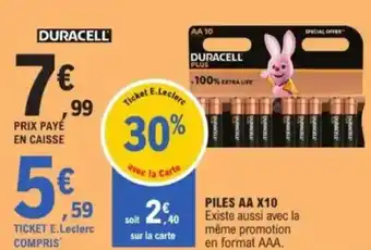 E.Leclerc DURACELL PLUS Piles aa x10 offre