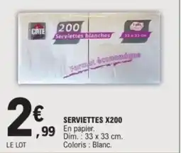 E.Leclerc CATE Serviettes x200 offre