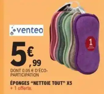 E.Leclerc VENTEO Éponges "nettoie tout" x5 offre