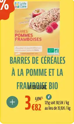 La Vie Claire Barres de céréales à la pomme et la framboises bio offre