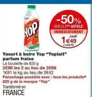 Monoprix Yaourt à Boire Yop offre