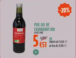 La Vie Claire Pur jus de cranberry bio offre