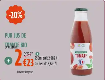 La Vie Claire Pur jus de tomate bio offre