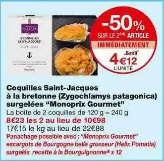 Monoprix Coquilles Saint-jacques à La Bretonne -zygochlamys Patagonica) Surgelées offre