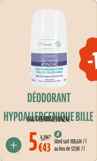 La Vie Claire Déodorant hypoallergénique bille offre