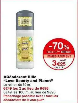 Monoprix Déodorant Bille offre