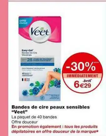 Monoprix Bandes De Cire Peaux Sensibles offre