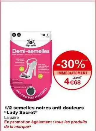 Monoprix 1-2 Semelles Noires Anti Douleurs offre