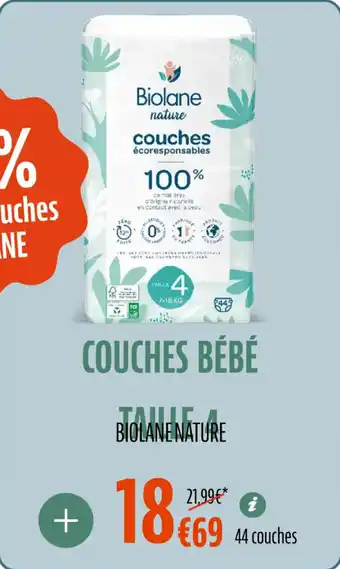 La Vie Claire Couches bébé taille 4 biolane nature offre