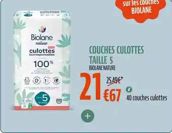 La Vie Claire Couches culottes taille 5 biolane nature offre