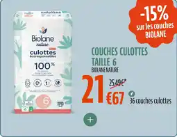 La Vie Claire Couches culottes taille 6 biolane nature offre