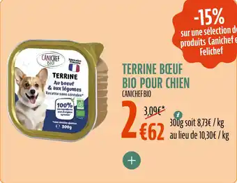 La Vie Claire Terrine bœuf bio pour chien canichef bio offre