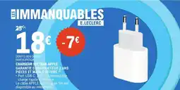 E.Leclerc Chargeur secteur apple garantie constructeur 2 ans pièces et main-d'œuvre. offre