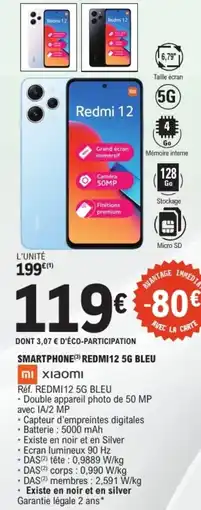 E.Leclerc XIAOMI Smartphone redmi12 5g bleu offre