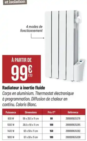 Bricorama Radiateur à inertie fluide offre