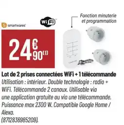 Bricorama Lot de 2 prises connectées WiFi + 1 télécommande offre