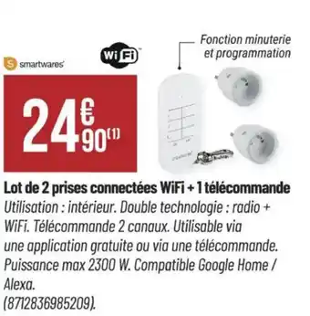 Bricorama Lot de 2 prises connectées WiFi + 1 télécommande offre