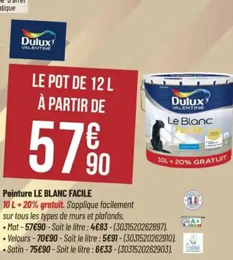 Bricorama Peinture LE BLANC FACILE offre