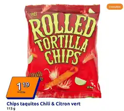 Action Chips taquitos Chili & Citron vert offre