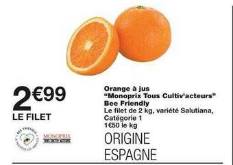 Monoprix Orange à Jus offre