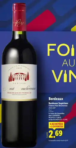 Lidl Bordeaux Supérieur Château Haut Rouchereau offre